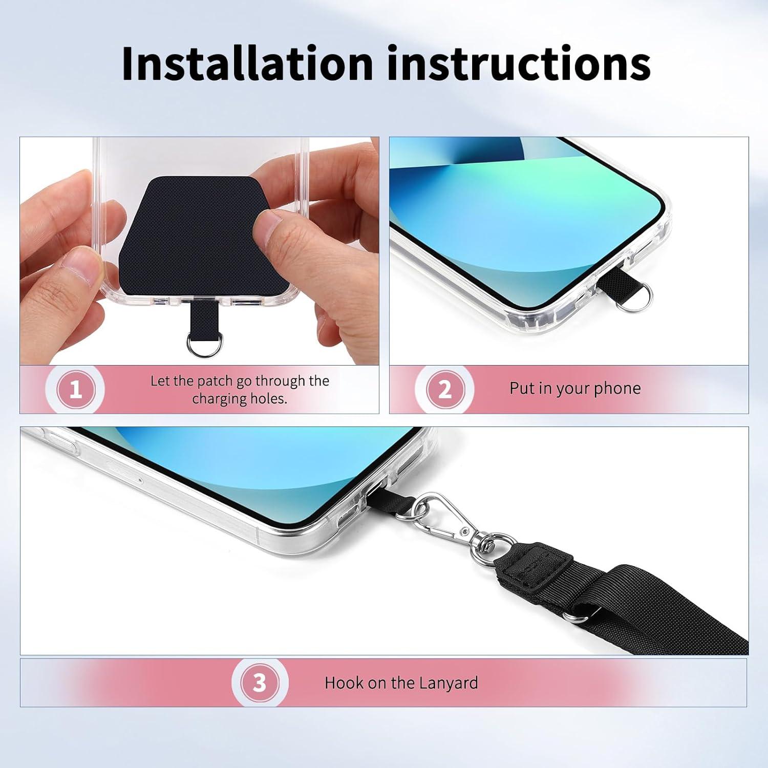 imageCACOE Phone Lanyard 2 Pack2 Adjustable Neck Strap2 Phone PatchesUniversal Cell Phone Multifuctional Patch Lanyards Compatible with Most SmartphonesBlackGrayBlackpink