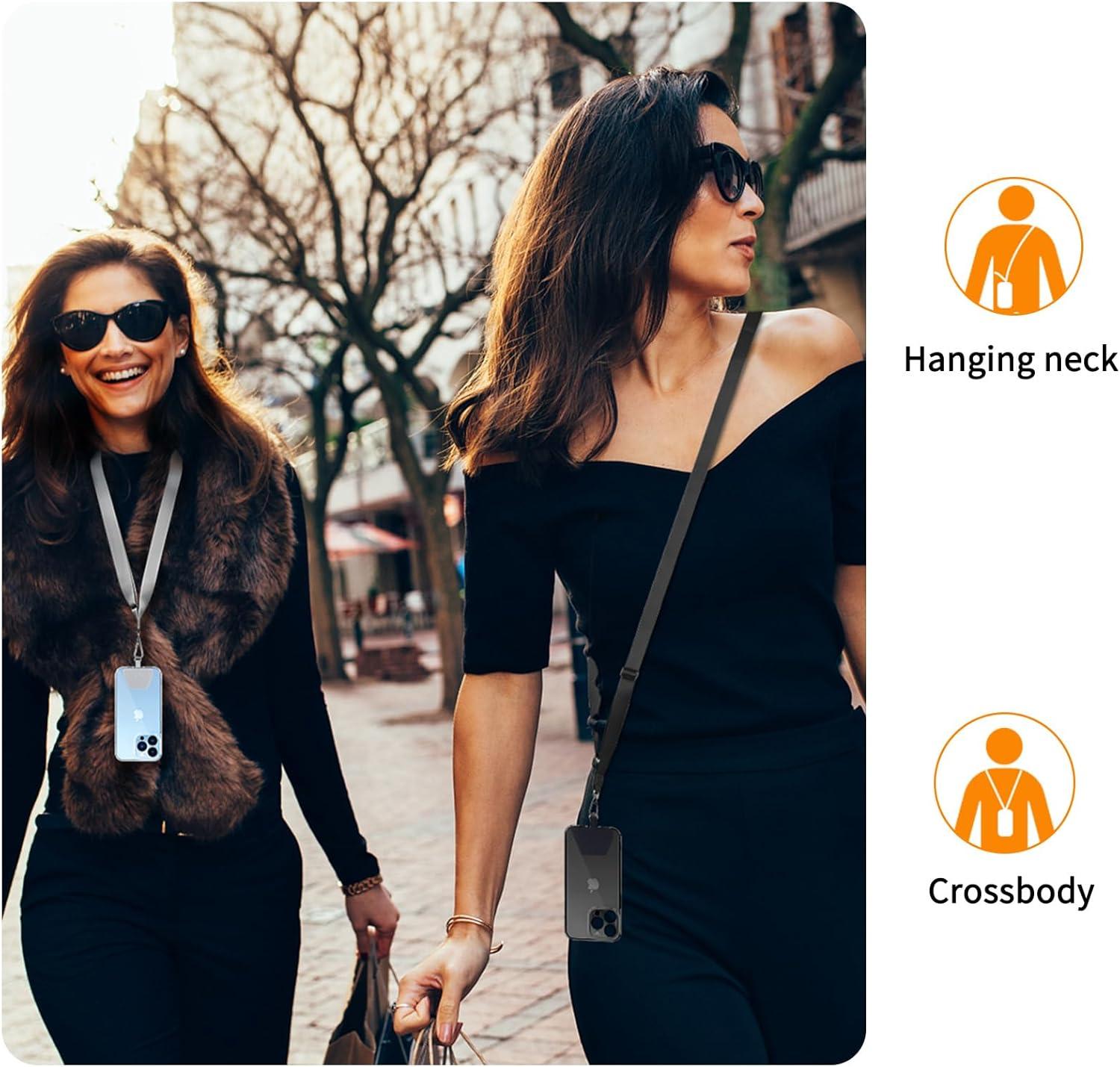 imageCACOE Phone Lanyard 2 Pack2 Adjustable Neck Strap2 Phone PatchesUniversal Cell Phone Multifuctional Patch Lanyards Compatible with Most SmartphonesBlackGrayBlackgray 2