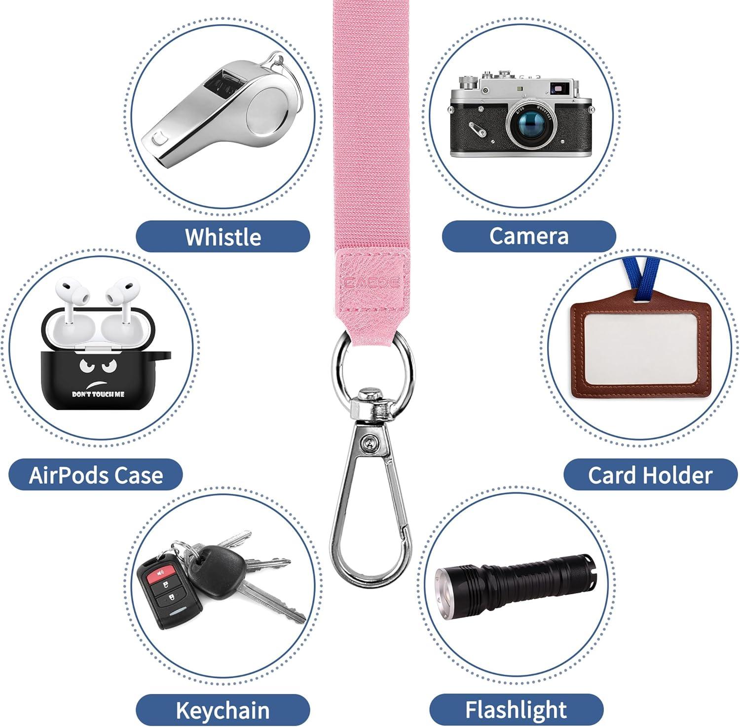 imageCACOE Phone Lanyard 2 Pcs1 Pcs Adjustable Neck Strap1 Pcs Wrist Strap2 PadsUniversal Crossbody Multifuctional Cell Phone Lanyards Compatible with Most SmartphonesBlackPink