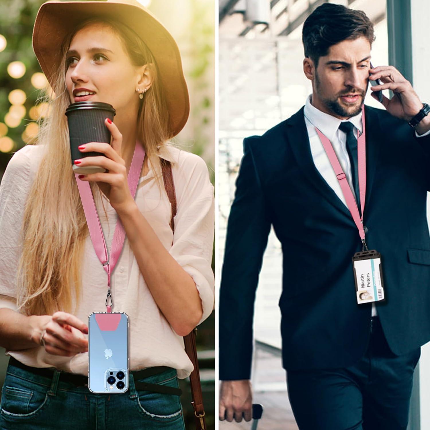 imageCACOE Phone Lanyard 2 Pcs1 Pcs Adjustable Neck Strap1 Pcs Wrist Strap2 PadsUniversal Crossbody Multifuctional Cell Phone Lanyards Compatible with Most SmartphonesBlackPink