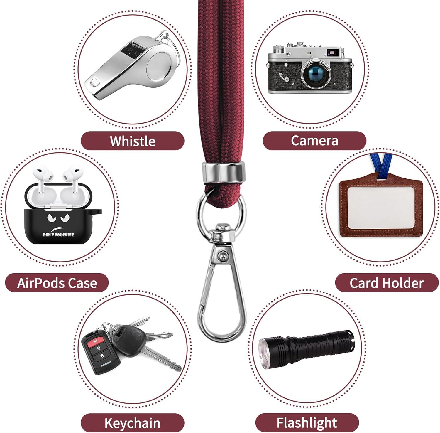 imageCACOE Phone Lanyard2 PCS Adjustable Neck StrapUniversal Crossbody Multifuctional Cell Phone Lanyards Compatible with Most SmartphonesBlackLight BlueDark Red