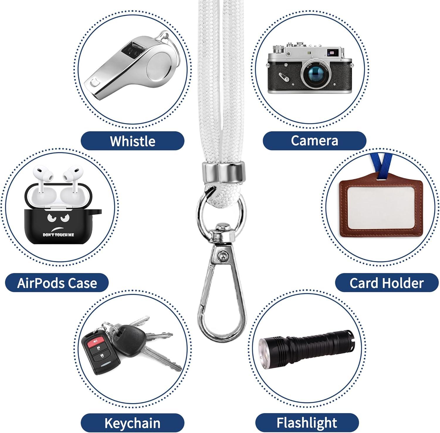 imageCACOE Phone Lanyard2 PCS Adjustable Neck StrapUniversal Crossbody Multifuctional Cell Phone Lanyards Compatible with Most SmartphonesBlackLight BlueWhite
