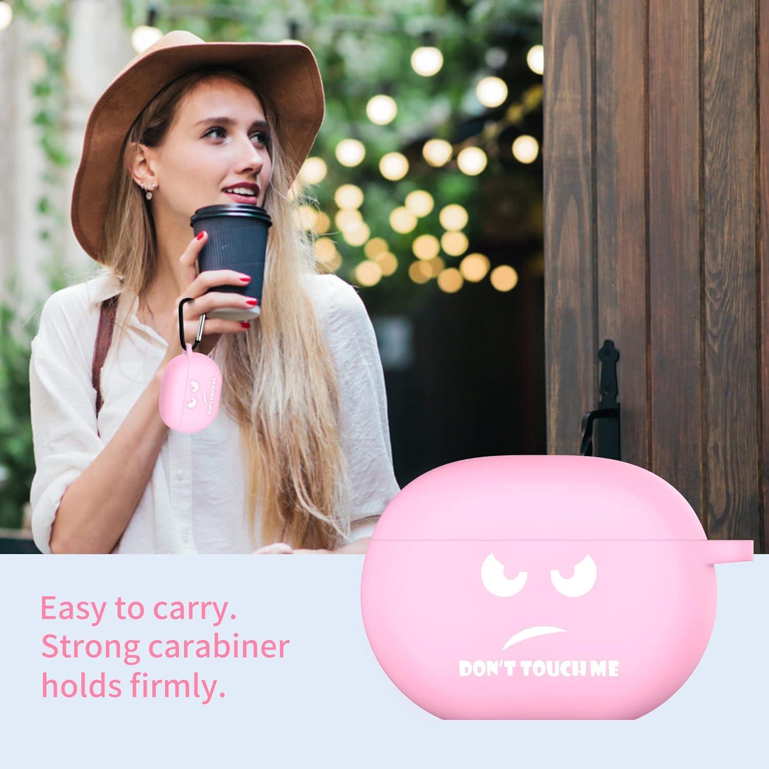 imageCACOE Silicone Case Cover for Beats Studio BudsBeats Studio Buds 2023Protective Skin Beats Studio Buds Cases Shockproof Cute Funny Print Accessories with KeychainPink