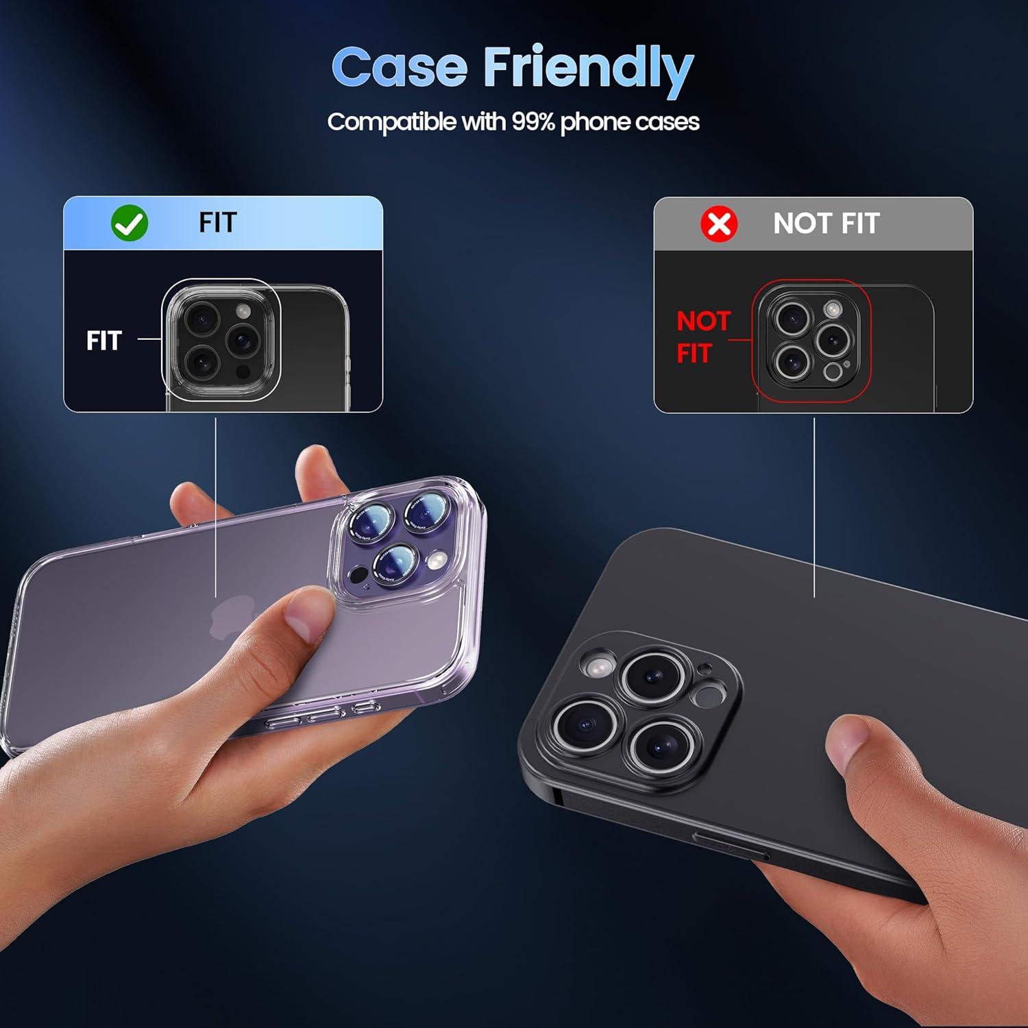 imageCACOE for iPhone 14 Pro14 Pro Max16 Pro16 Pro Max Camera Lens Protector Metal Frame Tempered Glass Cover AntiScratch DropProofStrongAdhesion Camera Screen CoverBlackDark Purple