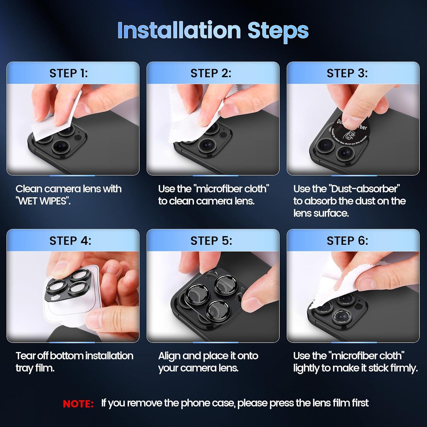 imageCACOE for iPhone 14 Pro14 Pro Max16 Pro16 Pro Max Camera Lens Protector Metal Frame Tempered Glass Cover AntiScratch DropProofStrongAdhesion Camera Screen CoverBlackBlack