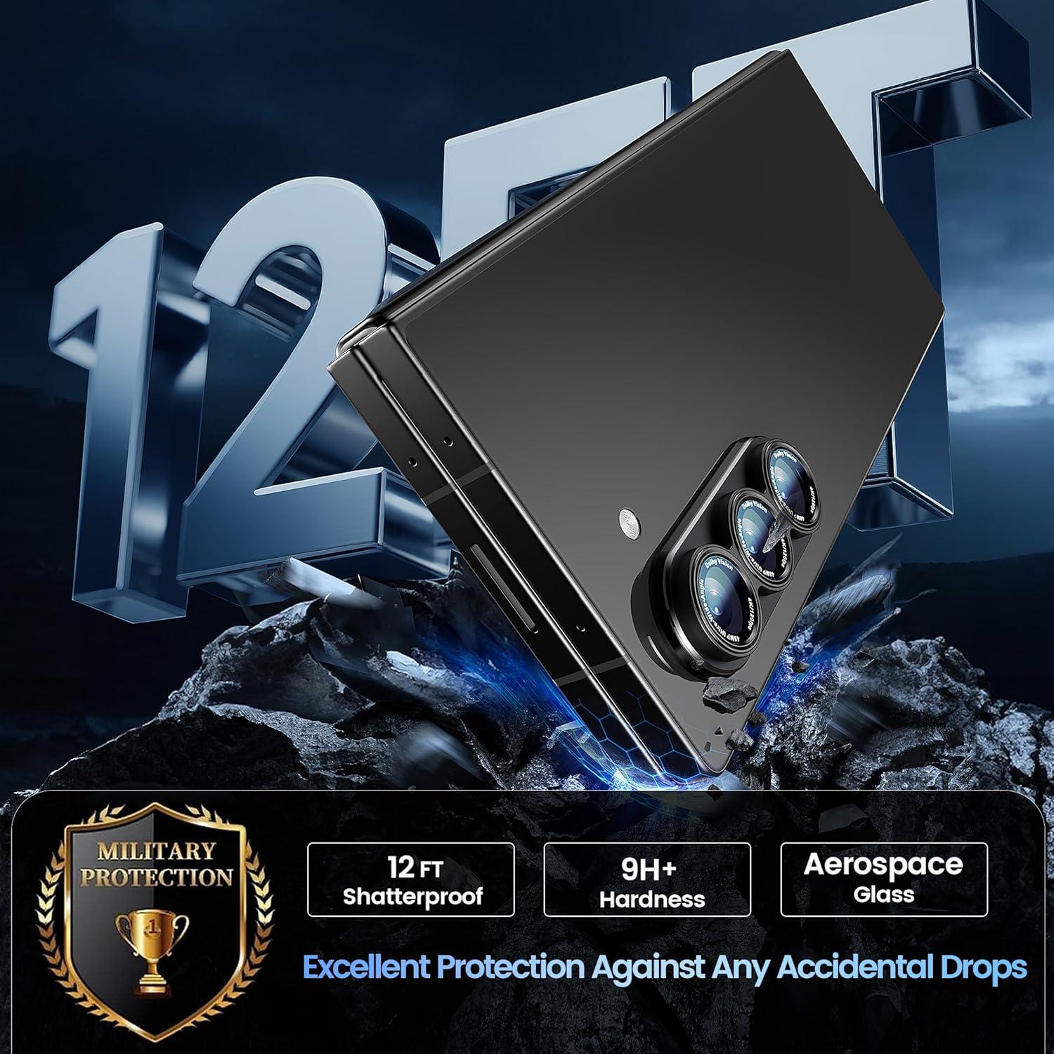 imageCACOE for iPhone 14 Pro14 Pro Max16 Pro16 Pro Max Camera Lens Protector Metal Frame Tempered Glass Cover AntiScratch DropProofStrongAdhesion Camera Screen CoverBlackglossy black