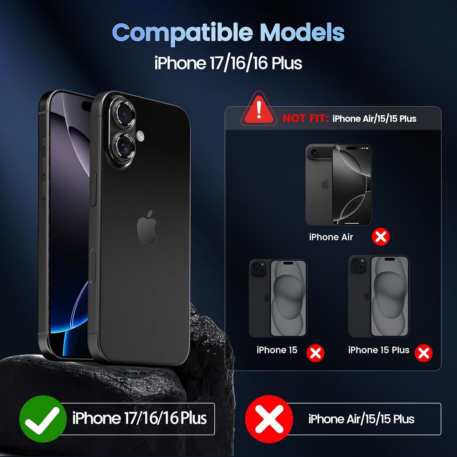 imageCACOE for iPhone 14 Pro14 Pro Max16 Pro16 Pro Max Camera Lens Protector Metal Frame Tempered Glass Cover AntiScratch DropProofStrongAdhesion Camera Screen CoverBlackBlack