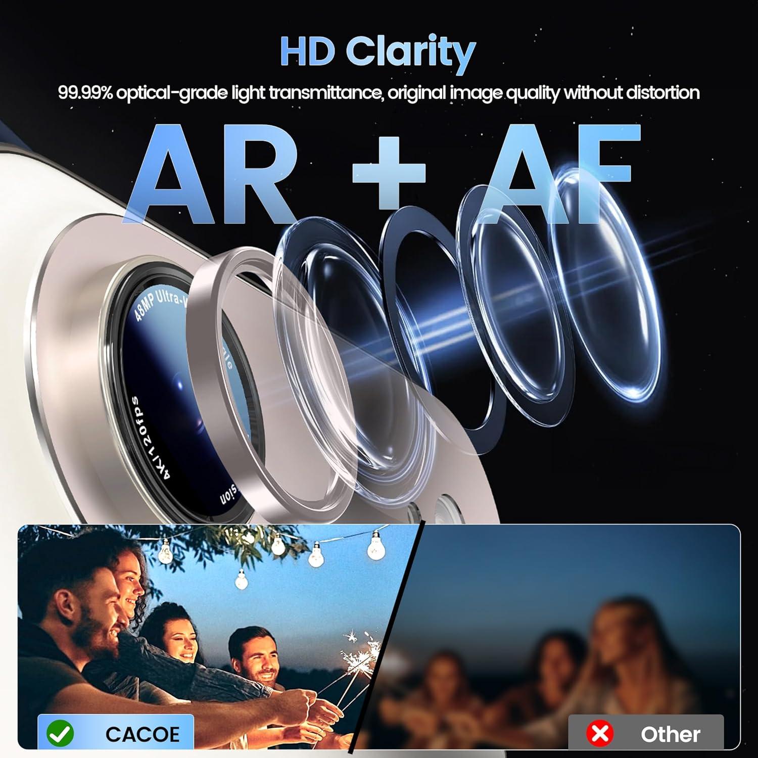 imageCACOE for iPhone 14 Pro14 Pro Max16 Pro16 Pro Max Camera Lens Protector Metal Frame Tempered Glass Cover AntiScratch DropProofStrongAdhesion Camera Screen CoverBlackLight Gold