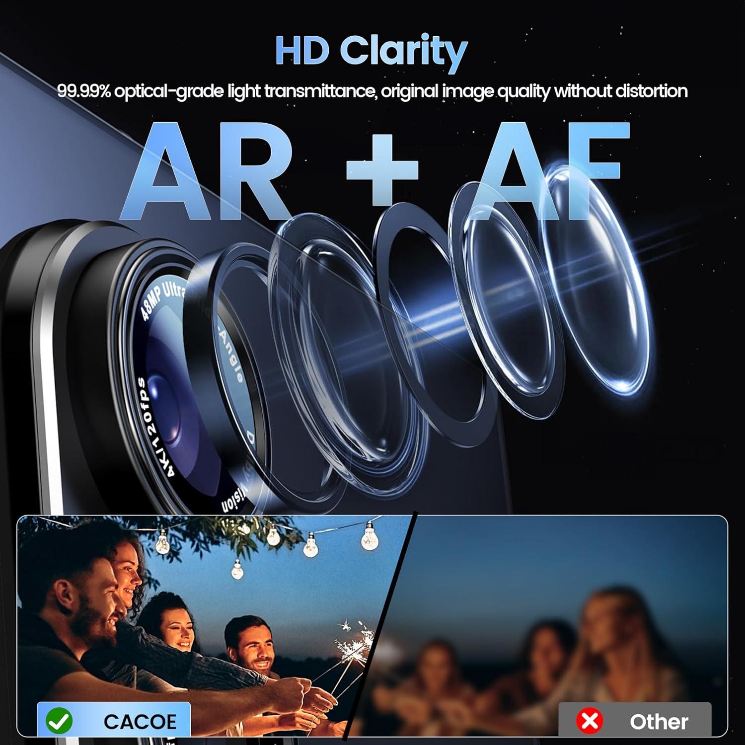 imageCACOE for iPhone 14 Pro14 Pro Max16 Pro16 Pro Max Camera Lens Protector Metal Frame Tempered Glass Cover AntiScratch DropProofStrongAdhesion Camera Screen CoverBlackglossy black