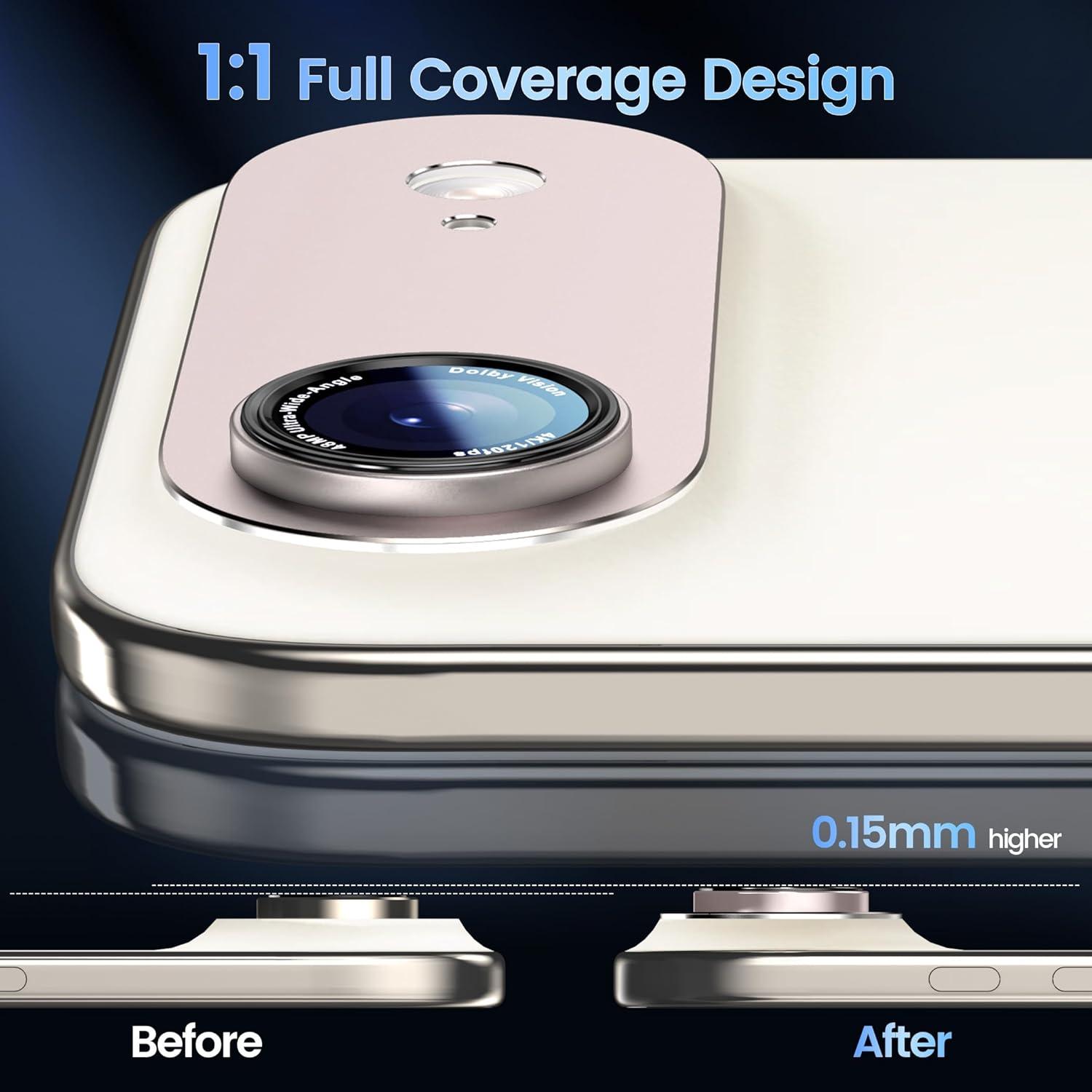 imageCACOE for iPhone 14 Pro14 Pro Max16 Pro16 Pro Max Camera Lens Protector Metal Frame Tempered Glass Cover AntiScratch DropProofStrongAdhesion Camera Screen CoverBlackLight Gold