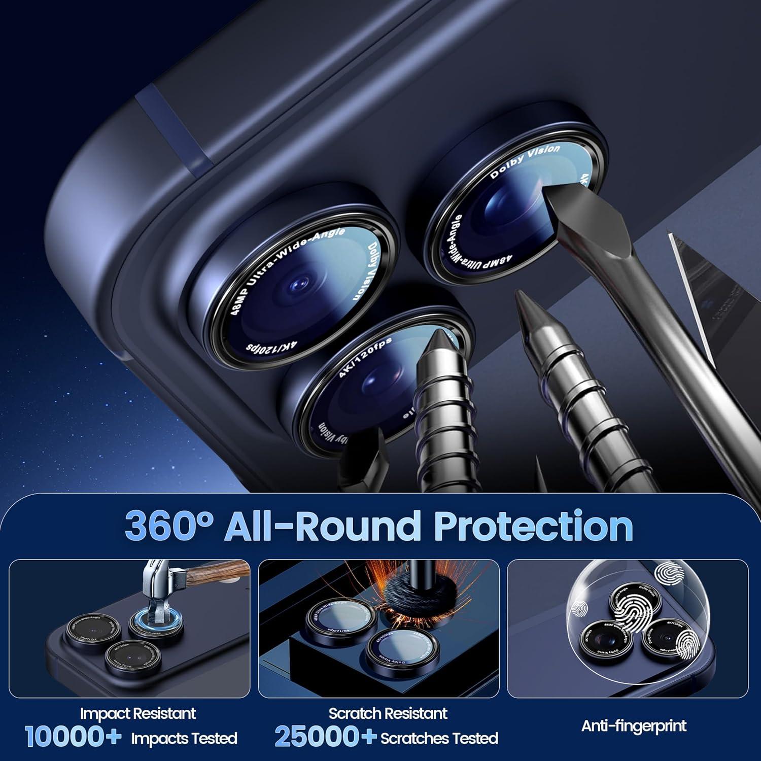 imageCACOE for iPhone 17 Pro Max17 Pro16 Pro Max16 Pro15 Pro Max15 Pro14 Pro Max14 Pro Camera Lens Protector AntiScratch DropProofStrongAdhesion Camera Screen CoverDark BlueDark Blue