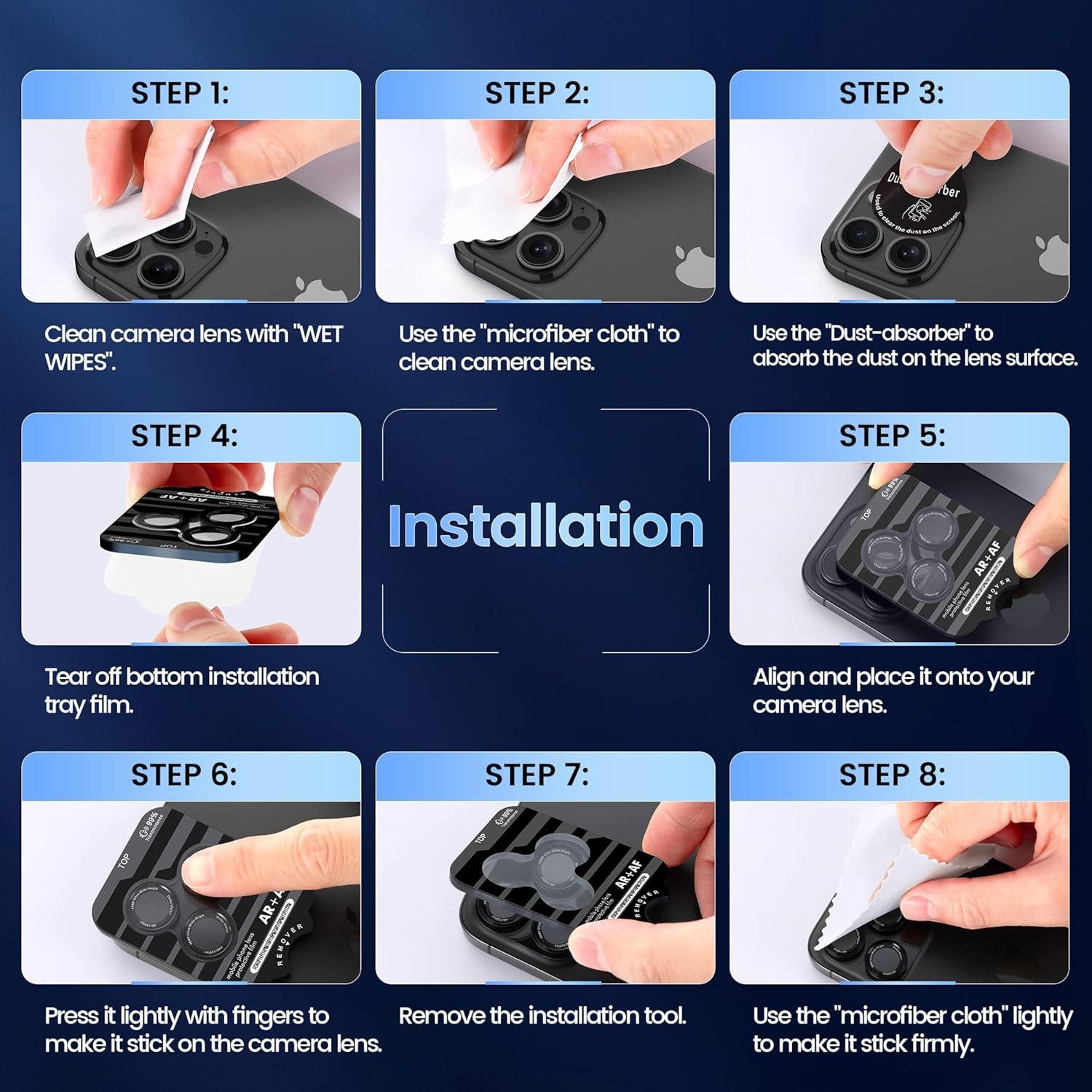 imageCACOE for iPhone 17 Pro Max17 Pro16 Pro Max16 Pro15 Pro Max15 Pro14 Pro Max14 Pro Camera Lens Protector AntiScratch DropProofStrongAdhesion Camera Screen CoverDark BlueDesert Gold