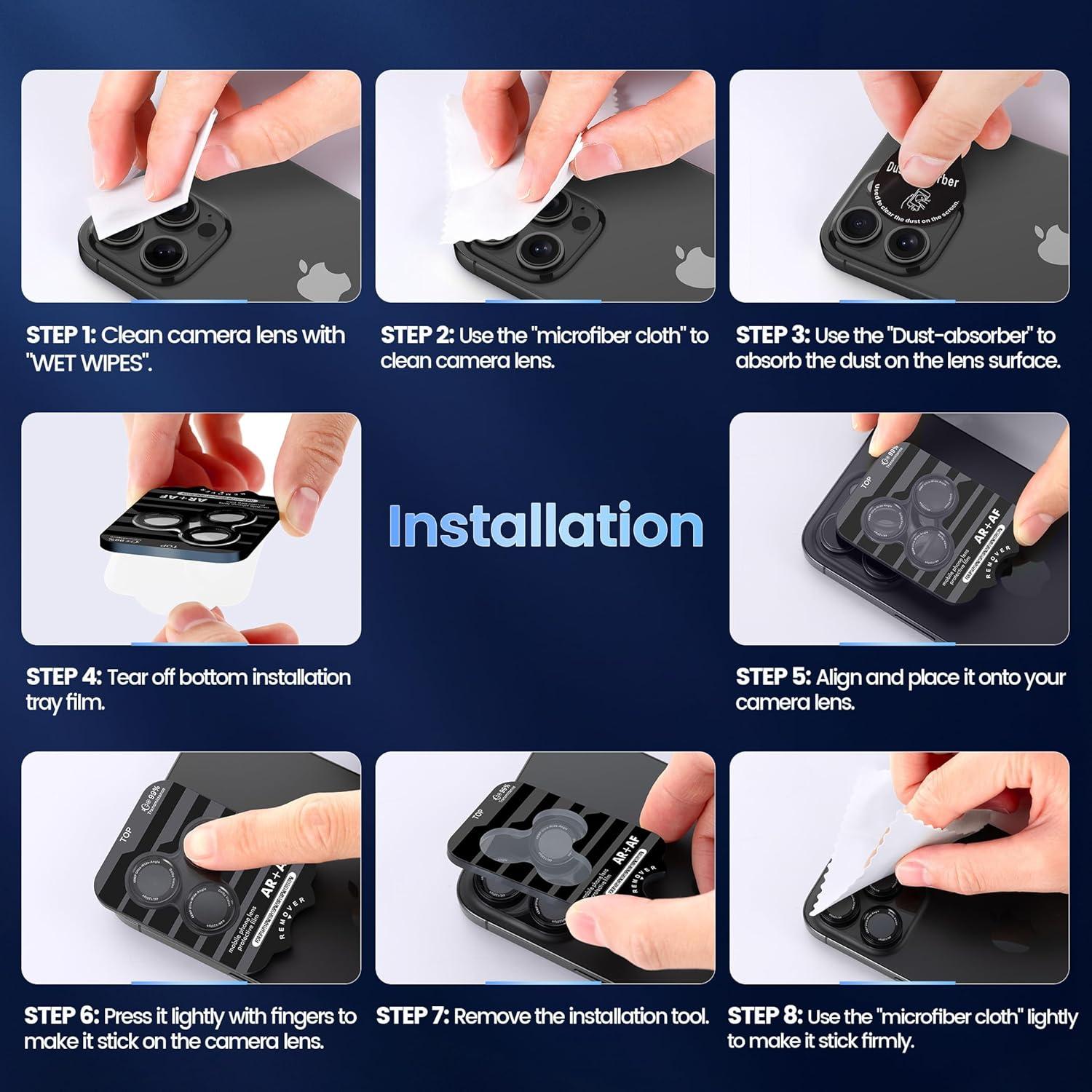 imageCACOE for iPhone 17 Pro Max17 Pro16 Pro Max16 Pro15 Pro Max15 Pro14 Pro Max14 Pro Camera Lens Protector AntiScratch DropProofStrongAdhesion Camera Screen CoverDark BlueDark Blue