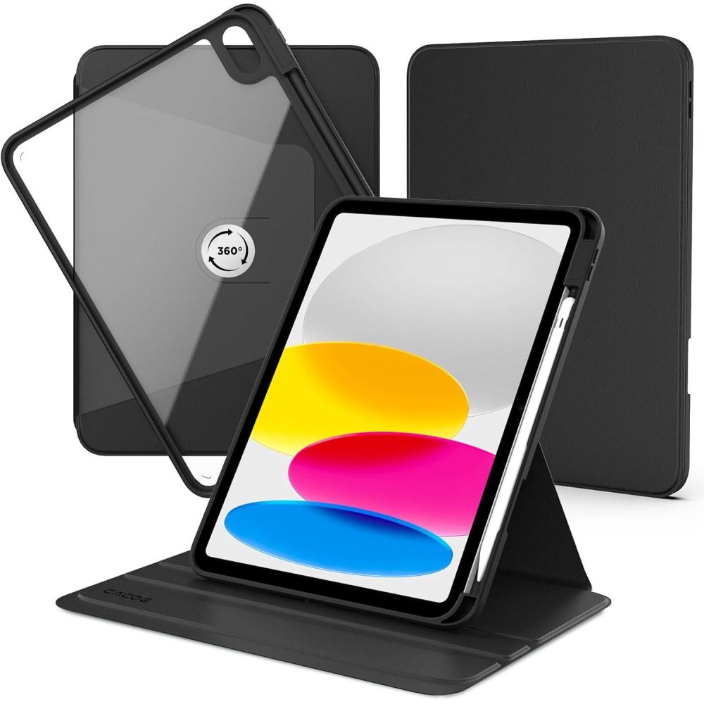 imageCACOE 360 Rotating Case for iPad A16 11th10th Generation with Pencil Holder 20252022 11109 inch Shockproof Cover for iPad 1110 Gen with Stand BlackBlack
