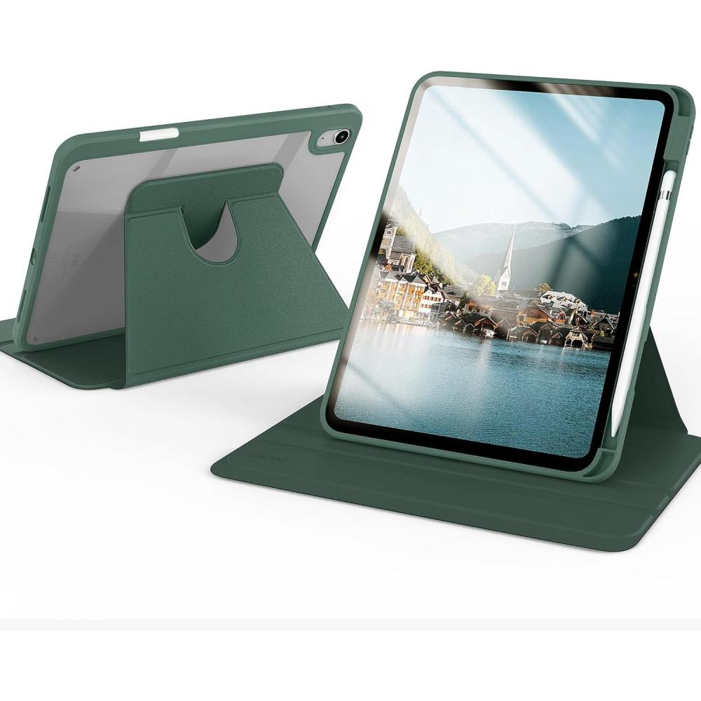 imageCACOE 360 Rotating Case for iPad A16 11th10th Generation with Pencil Holder 20252022 11109 inch Shockproof Cover for iPad 1110 Gen with Stand BlackDark Green