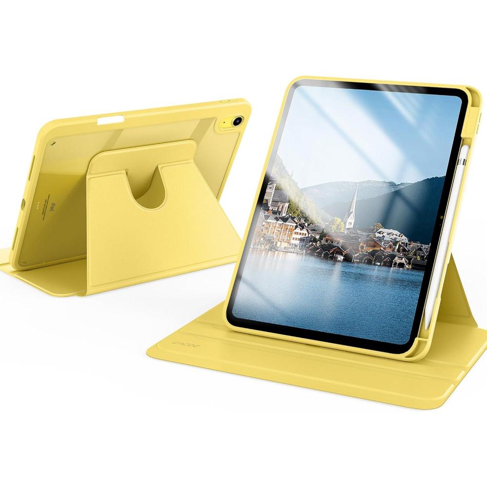 imageCACOE 360 Rotating Case for iPad A16 11th10th Generation with Pencil Holder 20252022 11109 inch Shockproof Cover for iPad 1110 Gen with Stand BlackYellow