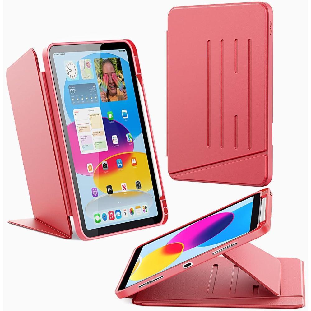 imageCACOE Case for iPad A16 11th10th Generation with Pencil Holder Multiple Angles Magnetic Stand Cover for iPad 1110 Gen 20252022 11109 inch GreyWatermelon Red