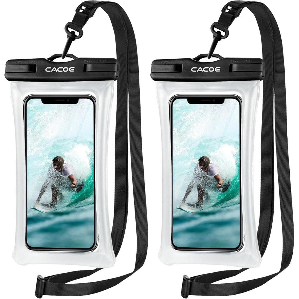 imageCACOE Floatable Floating Universal Waterproof Phone case 2 PackUp to 70quotPhone Pouch with Adjustable Neck LanyardIPX8 Cellphone Dry Bags for Beach Pool SwimmingBlackBlackBlackBlack2
