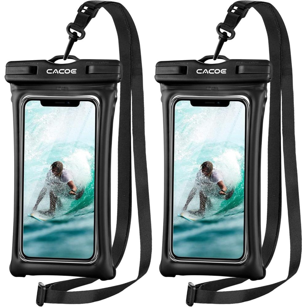 imageCACOE Floatable Floating Universal Waterproof Phone case 2 PackUp to 70quotPhone Pouch with Adjustable Neck LanyardIPX8 Cellphone Dry Bags for Beach Pool SwimmingBlackBlackBlackBlack