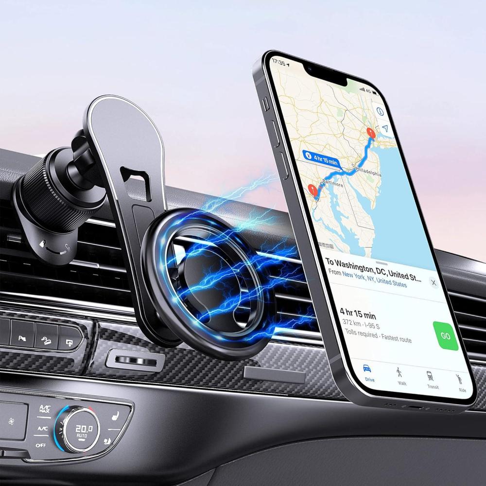 imageCACOE MagSafe Car Vent Phone Mount Magnetic Phone Holder for iPhone 14 13 12 and Android Phones 360 Adjustable Sturdy Magnetic Force Wide Compatibility