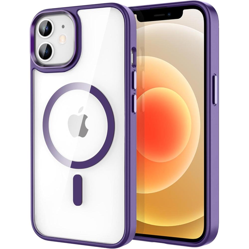 imageCACOE Magnetic Case for iPhone 13 ampamp iPhone 14 61 inchCompatible with MagSafe ampamp Magnetic Car Phone MountNot Yellowing AntiScratch ClearDark Purple