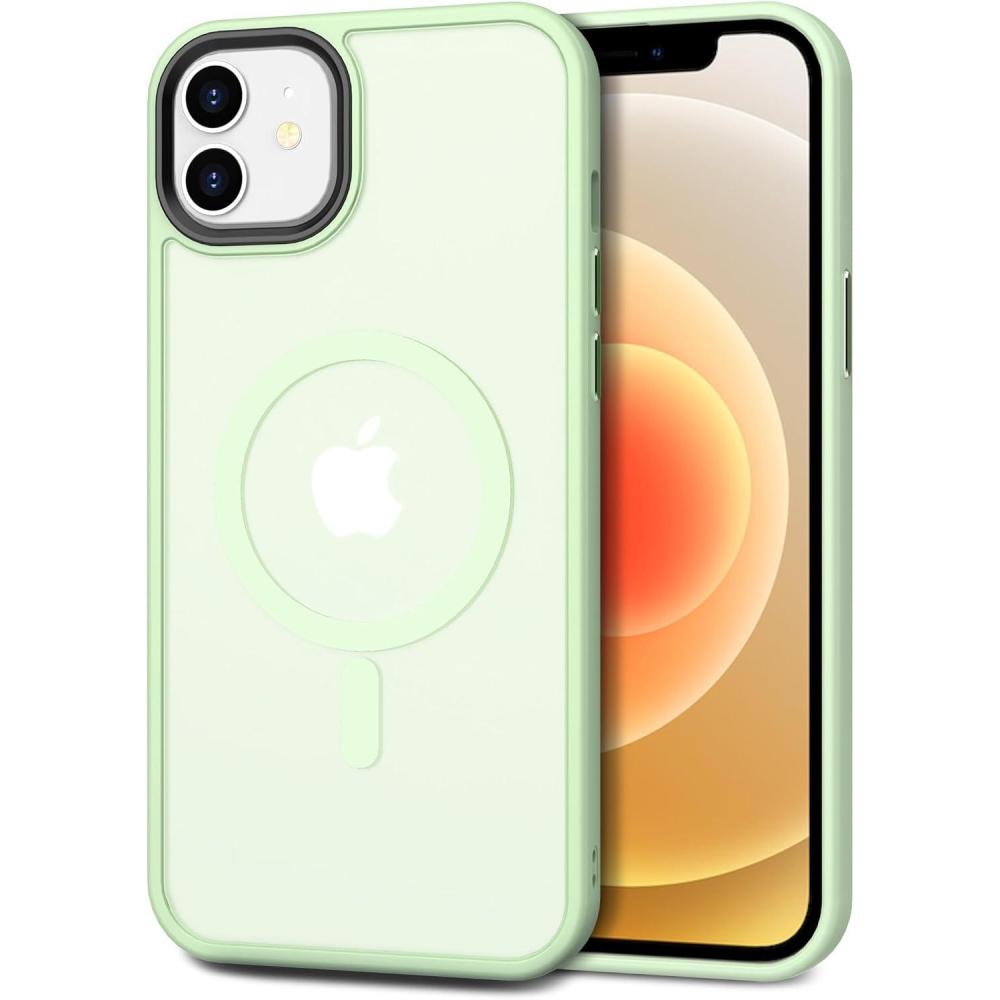 imageCACOE Magnetic Case for iPhone 16 61 inch Compatible with MagSafe Thin Slim Fit AntiFingerprint Shockproof Bumper TPU Protective Cover for Women Men GirlsMatte BlackLight Green
