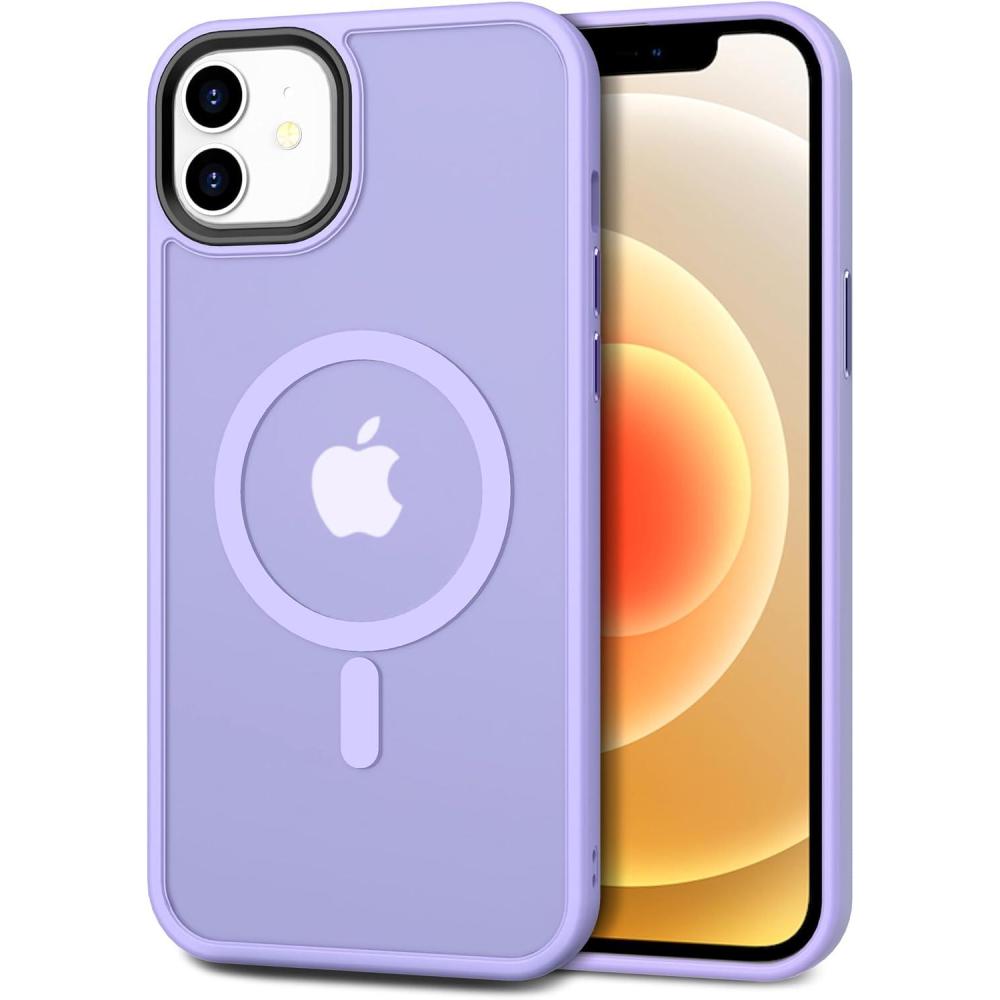 imageCACOE Magnetic Case for iPhone 16 61 inch Compatible with MagSafe Thin Slim Fit AntiFingerprint Shockproof Bumper TPU Protective Cover for Women Men GirlsMatte BlackLight Purple