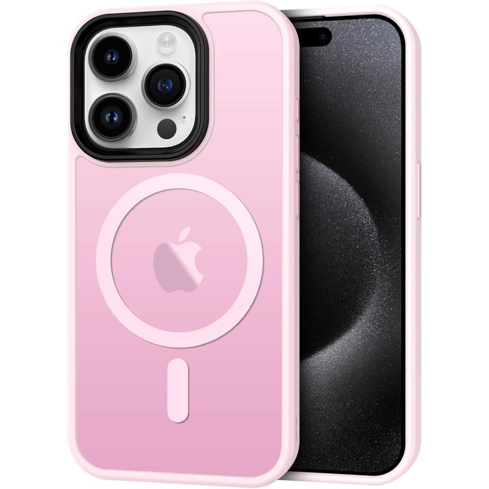 imageCACOE Magnetic Case for iPhone 16 61 inch Compatible with MagSafe Thin Slim Fit AntiFingerprint Shockproof Bumper TPU Protective Cover for Women Men GirlsMatte BlackPink