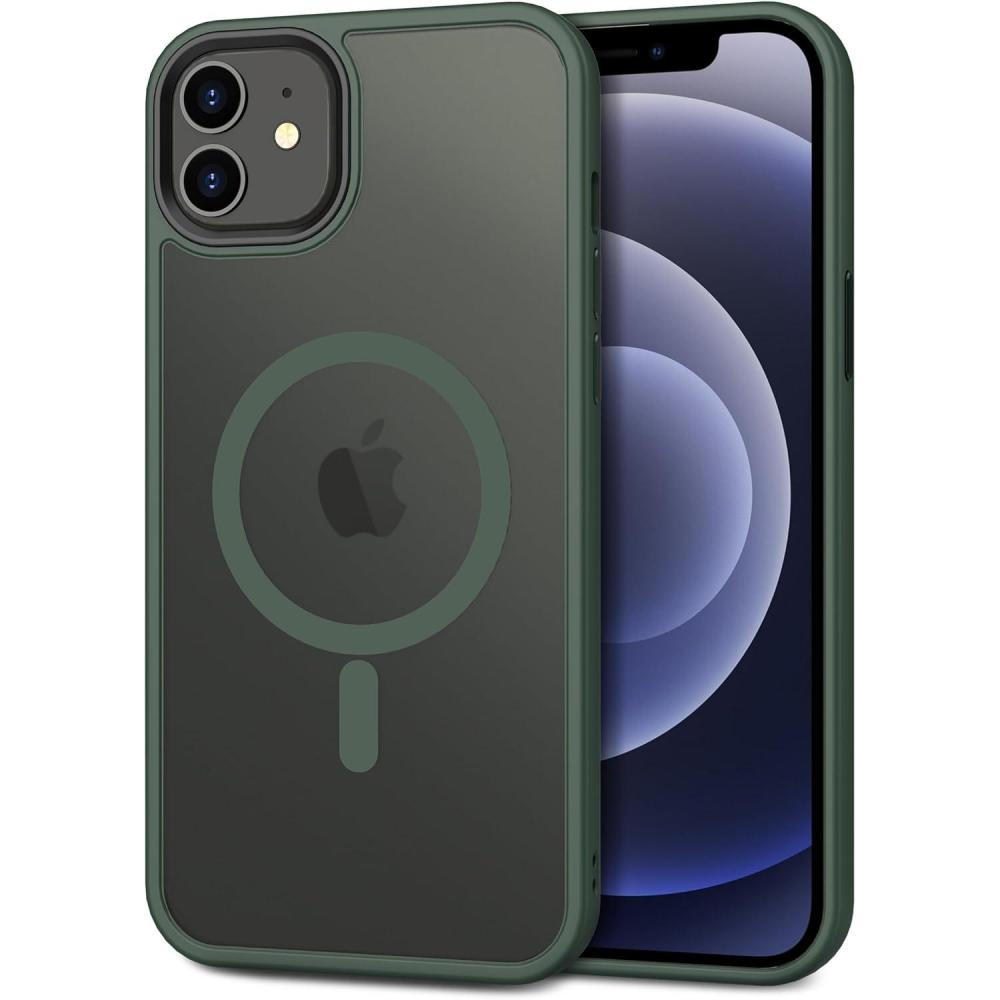 imageCACOE Magnetic Case for iPhone 16 61 inch Compatible with MagSafe Thin Slim Fit AntiFingerprint Shockproof Bumper TPU Protective Cover for Women Men GirlsMatte BlackDark Green