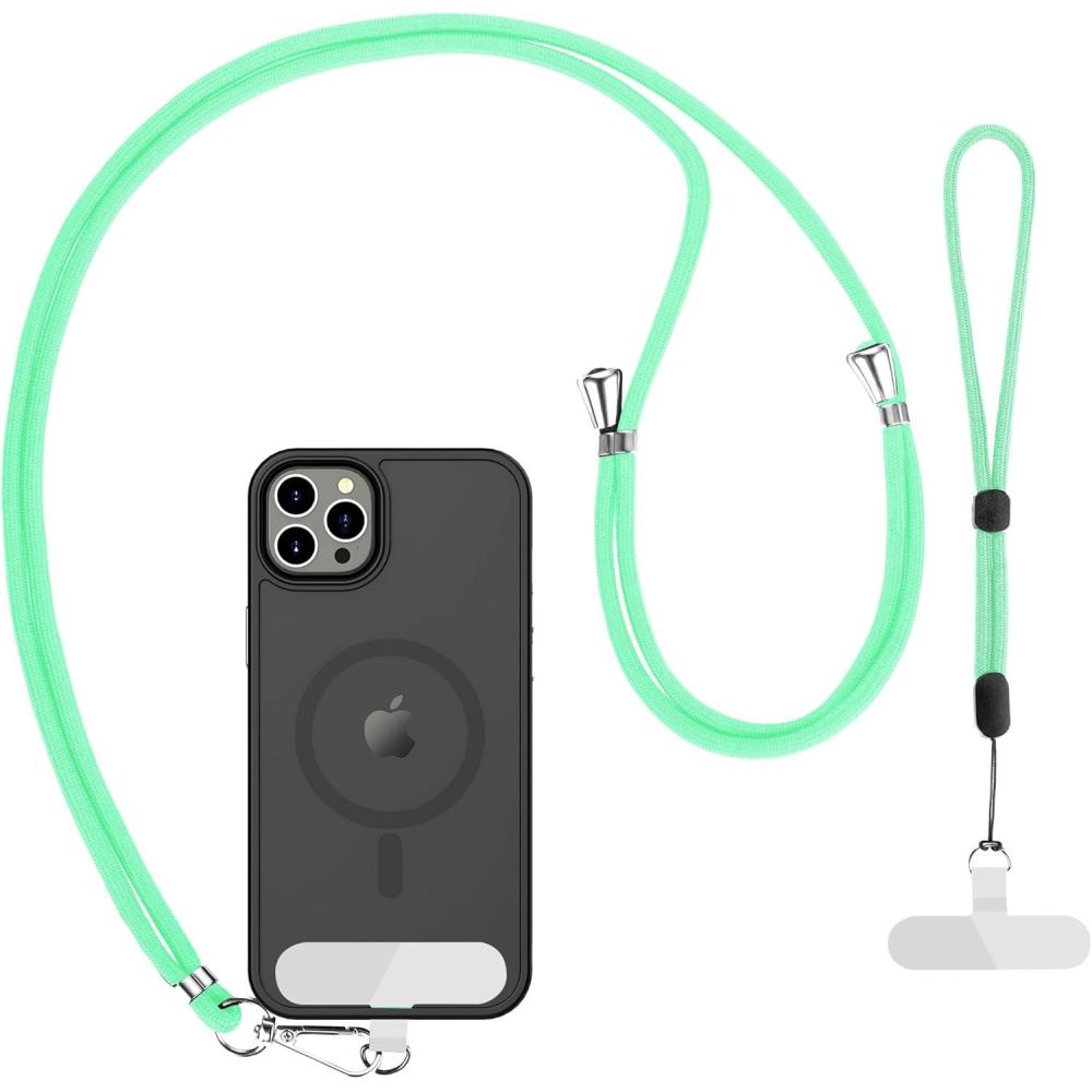 imageCACOE Phone Lanyard2 PCS Adjustable Neck StrapUniversal Crossbody Multifuctional Cell Phone Lanyards Compatible with Most SmartphonesBlackLight BlueLight Green