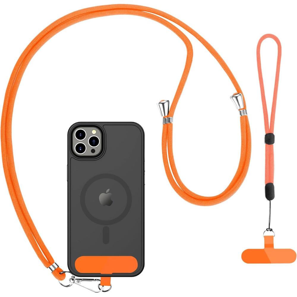 imageCACOE Phone Lanyard2 PCS Adjustable Neck StrapUniversal Crossbody Multifuctional Cell Phone Lanyards Compatible with Most SmartphonesBlackLight BlueOrange