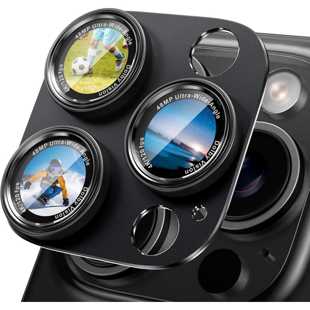 imageCACOE for iPhone 14 Pro14 Pro Max16 Pro16 Pro Max Camera Lens Protector  Metal Frame Tempered Glass Cover AntiScratch DropProofStrongAdhesion Camera Screen CoverBlackBlack Titanium