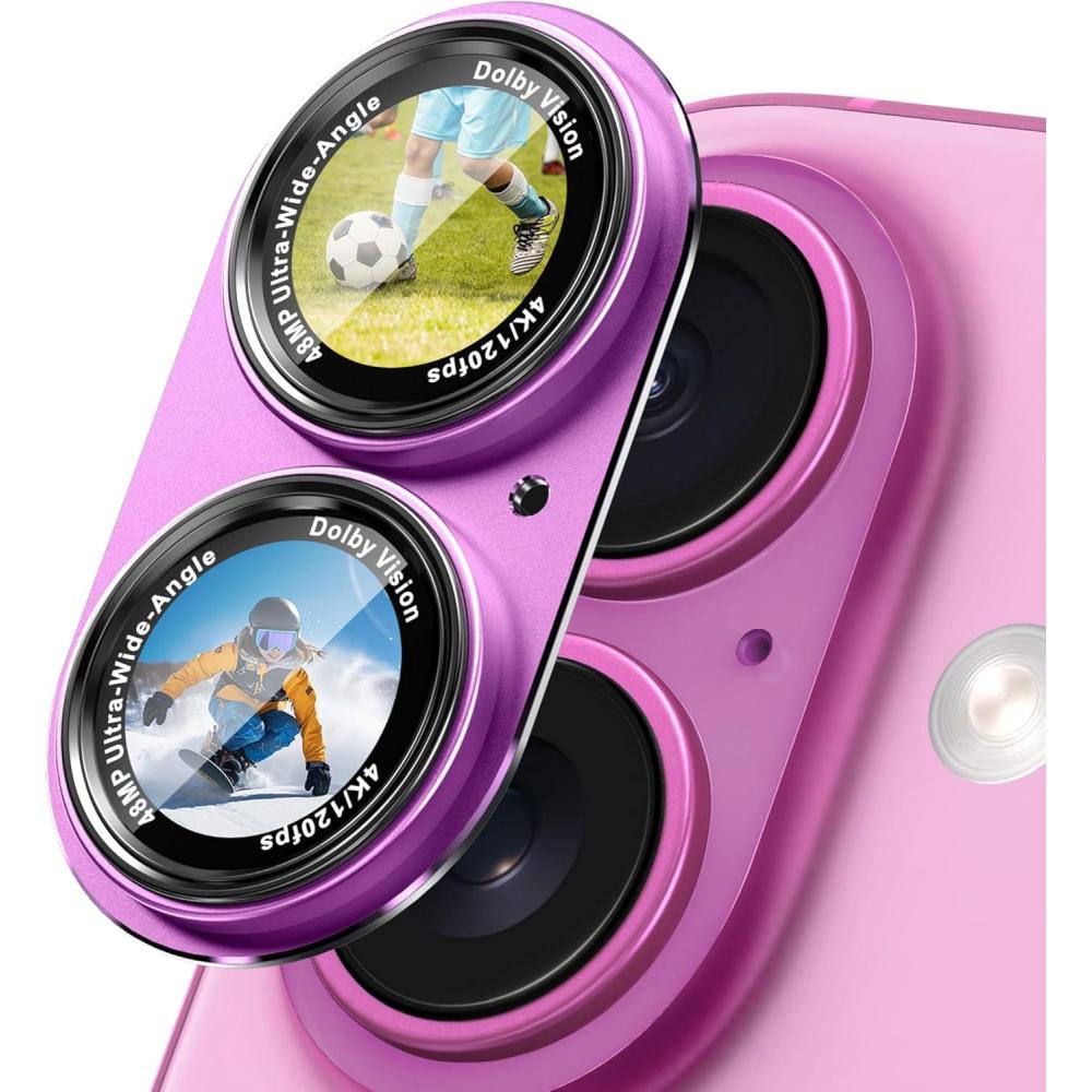 imageCACOE for iPhone 14 Pro14 Pro Max16 Pro16 Pro Max Camera Lens Protector  Metal Frame Tempered Glass Cover AntiScratch DropProofStrongAdhesion Camera Screen CoverBlackPink