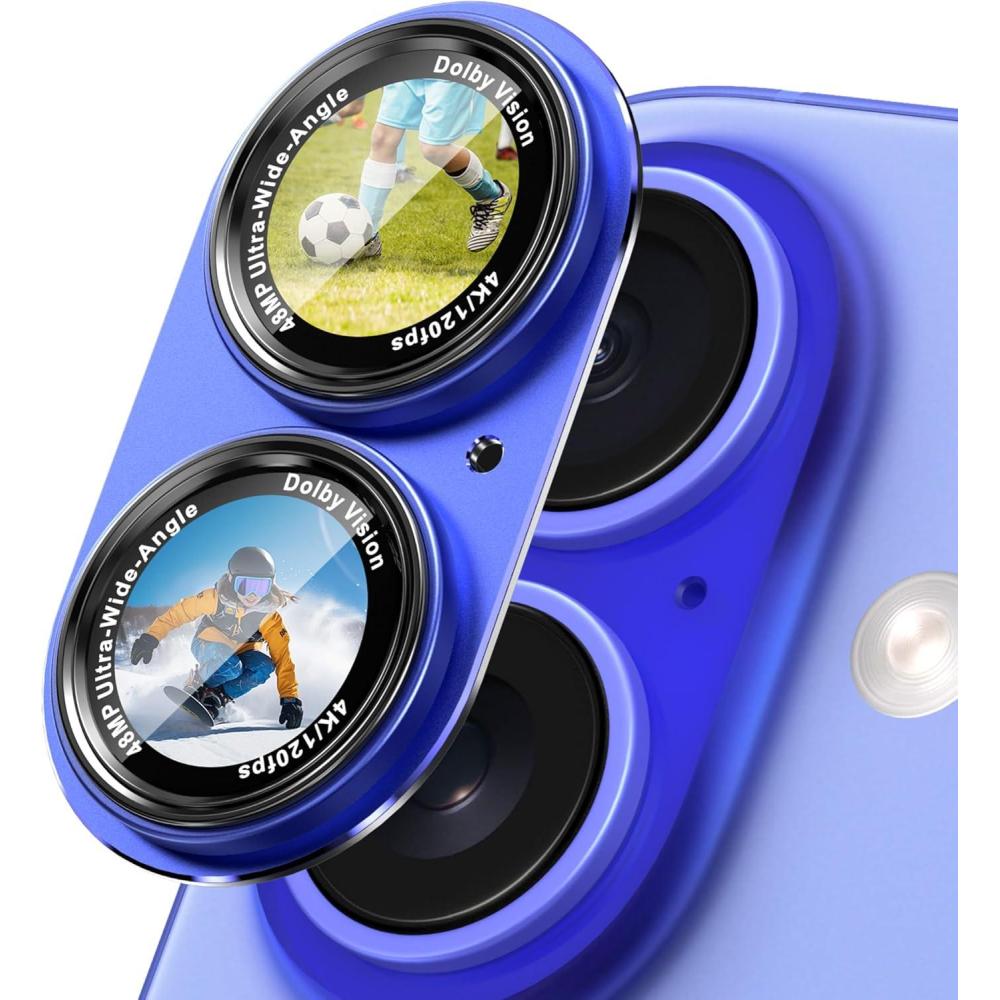 imageCACOE for iPhone 14 Pro14 Pro Max16 Pro16 Pro Max Camera Lens Protector Metal Frame Tempered Glass Cover AntiScratch DropProofStrongAdhesion Camera Screen CoverBlackCyan