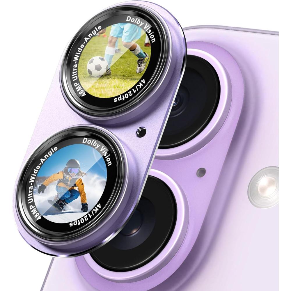 imageCACOE for iPhone 14 Pro14 Pro Max16 Pro16 Pro Max Camera Lens Protector  Metal Frame Tempered Glass Cover AntiScratch DropProofStrongAdhesion Camera Screen CoverBlackPurple
