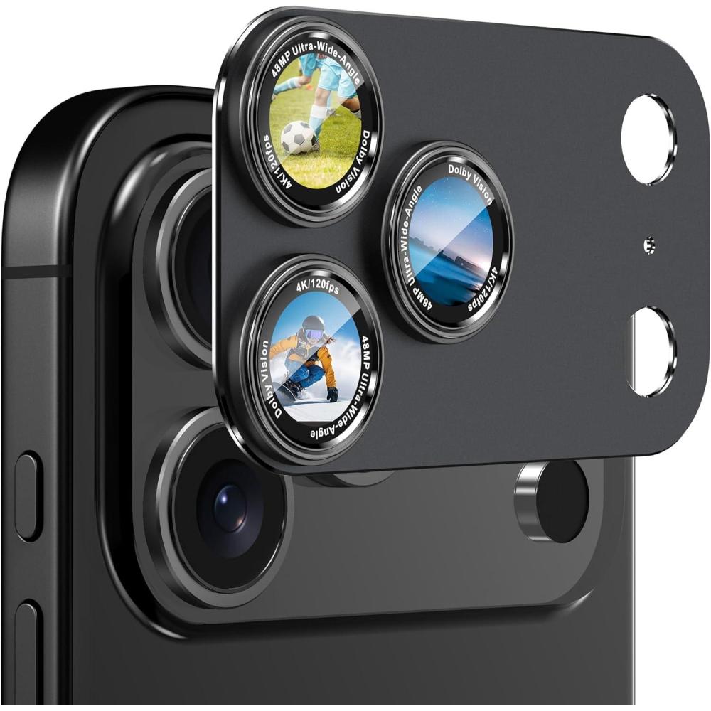 imageCACOE for iPhone 14 Pro14 Pro Max16 Pro16 Pro Max Camera Lens Protector  Metal Frame Tempered Glass Cover AntiScratch DropProofStrongAdhesion Camera Screen CoverBlackCarbon Black