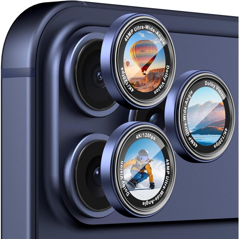 imageCACOE for iPhone 17 Pro Max17 Pro16 Pro Max16 Pro15 Pro Max15 Pro14 Pro Max14 Pro Camera Lens Protector AntiScratch DropProofStrongAdhesion Camera Screen CoverDark BlueDark Blue