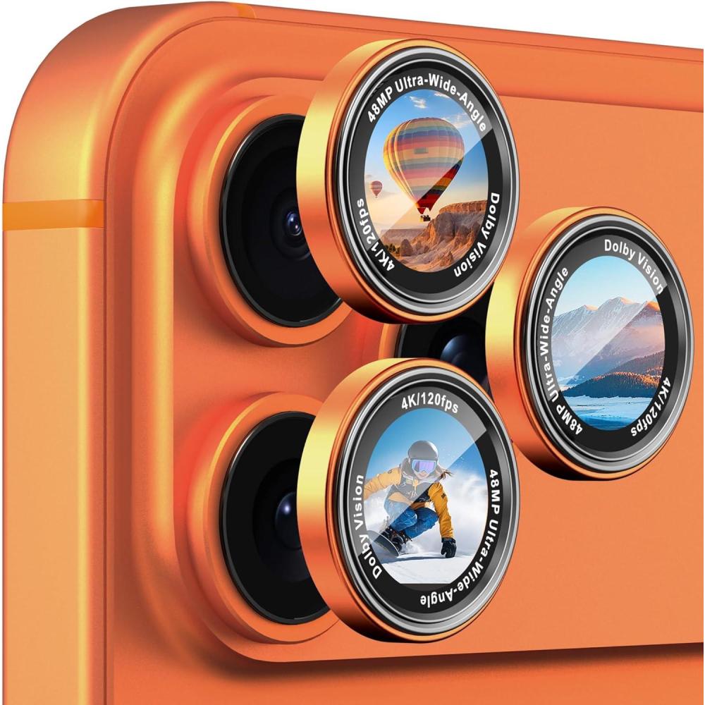 imageCACOE for iPhone 17 Pro Max17 Pro16 Pro Max16 Pro15 Pro Max15 Pro14 Pro Max14 Pro Camera Lens Protector AntiScratch DropProofStrongAdhesion Camera Screen CoverDark BlueOrange