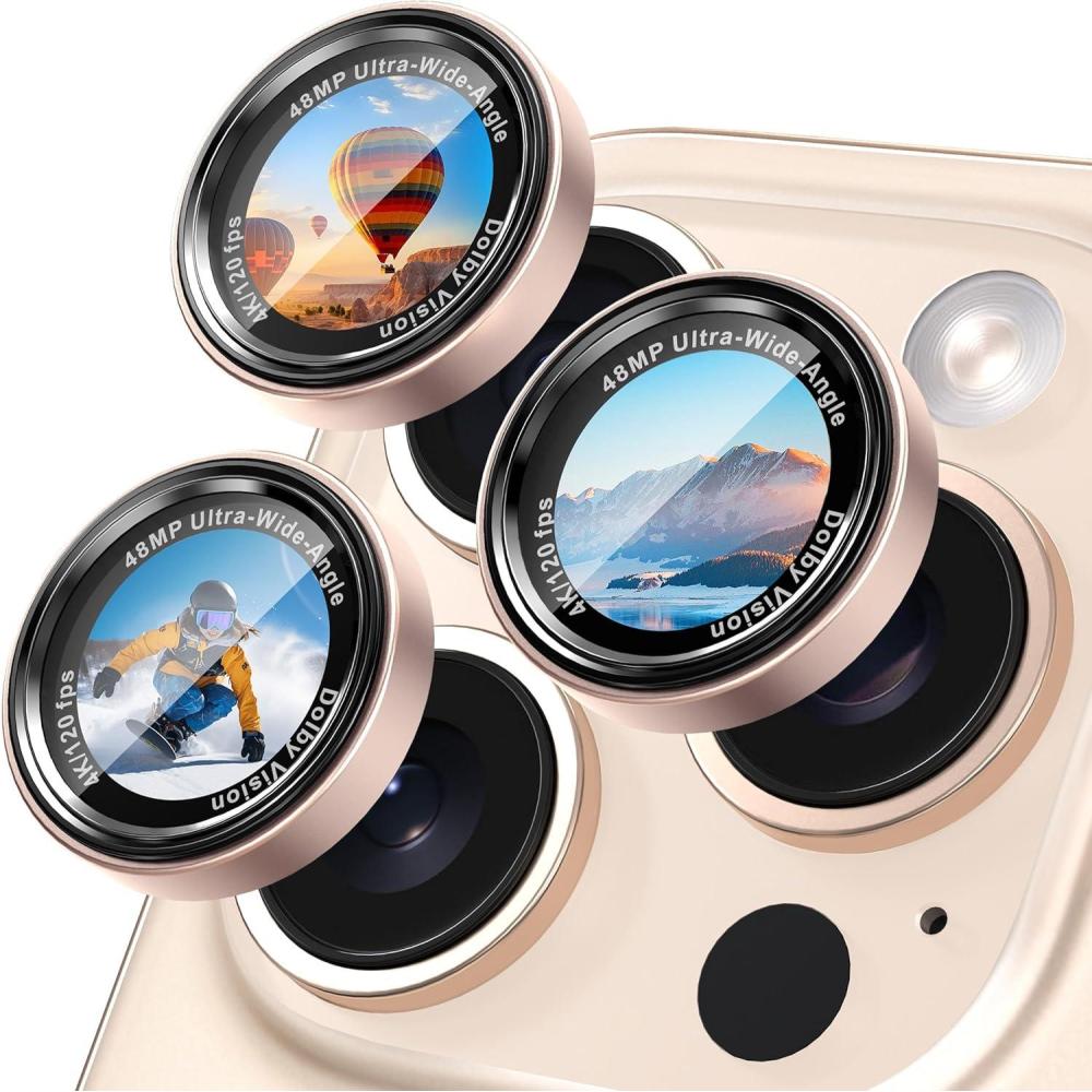 imageCACOE for iPhone 17 Pro Max17 Pro16 Pro Max16 Pro15 Pro Max15 Pro14 Pro Max14 Pro Camera Lens Protector AntiScratch DropProofStrongAdhesion Camera Screen CoverDark BlueDesert Gold