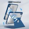 CACOE 360 Rotating Case for iPad (A16) 11th/10th Generation with Pencil Holder 2025/2022 11/10.9 inch, Shockproof Cover for iPad 11/10 Gen with Stand, Black(Sky Blue)