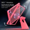 CACOE 360 Rotating Case for iPad (A16) 11th/10th Generation with Pencil Holder 2025/2022 11/10.9 inch, Shockproof Cover for iPad 11/10 Gen with Stand, Black(Watermelon Pink)