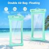 CACOE [Floatable] Floating Universal Waterproof Phone case 2 Pack-Up to 7.0″,Phone Pouch with Adjustable Neck Lanyard,IPX8 Cellphone Dry Bags for Beach Pool Swimming（Black+Black）(Black+Green)