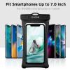 CACOE [Floatable] Floating Universal Waterproof Phone case 2 Pack-Up to 7.0″,Phone Pouch with Adjustable Neck Lanyard,IPX8 Cellphone Dry Bags for Beach Pool Swimming（Black+Black）(Black+Black)