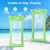 CACOE [Floatable] Floating Universal Waterproof Phone case 2 Pack-Up to 7.0″,Phone Pouch with Adjustable Neck Lanyard,IPX8 Cellphone Dry Bags for Beach Pool Swimming（Black+Black）(Black+Dark Green)