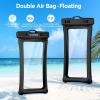 CACOE [Floatable] Floating Universal Waterproof Phone case 2 Pack-Up to 7.0″,Phone Pouch with Adjustable Neck Lanyard,IPX8 Cellphone Dry Bags for Beach Pool Swimming（Black+Black）(Black+Black)
