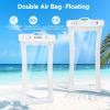 CACOE [Floatable] Floating Universal Waterproof Phone case 2 Pack-Up to 7.0″,Phone Pouch with Adjustable Neck Lanyard,IPX8 Cellphone Dry Bags for Beach Pool Swimming（Black+Black）(White+Blue)