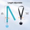 CACOE Phone Lanyard 2 Pack-2× Adjustable Neck Strap,2× Phone Patches,Universal Cell Phone Multifuctional Patch Lanyards Compatible with Most Smartphones(Black+Gray)(Black+light Blue)