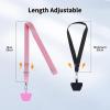 CACOE Phone Lanyard 2 Pack-2× Adjustable Neck Strap,2× Phone Patches,Universal Cell Phone Multifuctional Patch Lanyards Compatible with Most Smartphones(Black+Gray)(Black+pink)