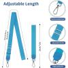 CACOE Phone Lanyard 2 Pcs-1 Pcs Adjustable Neck Strap,1 Pcs Wrist Strap,2 Pads,Universal Crossbody Multifuctional Cell Phone Lanyards Compatible with Most Smartphones(Black)(Light Blue)