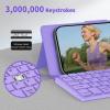 CACOE Wireless Keyboard with Stand, Mini Keyboard for Cell Phone, Ultra-Slim Portable, Foldable, Dual-Channel QWERTY with Stand Holder for Smartphone and More iOS Android Windows, Ocean Blue(Purple)